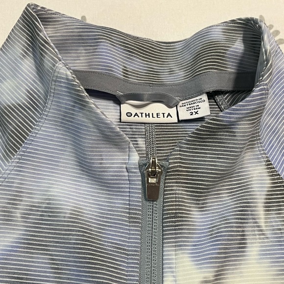 Athleta Salutation Jacquard Jacket Blue Stormy Tie Dye White Pinstripes Sz 2X - Picture 12 of 13